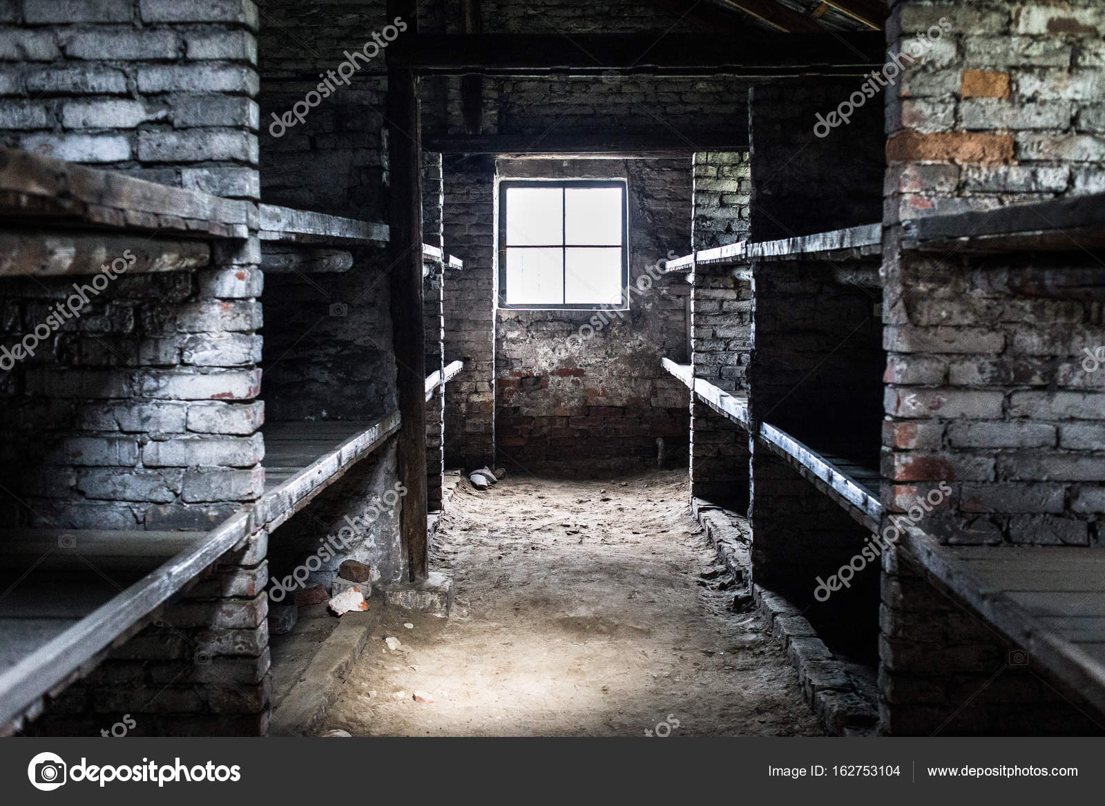 AUSCHWITZ, POLAND - July 11, 2017.Barrack inside living room at concentration camp Auschwitz ...
