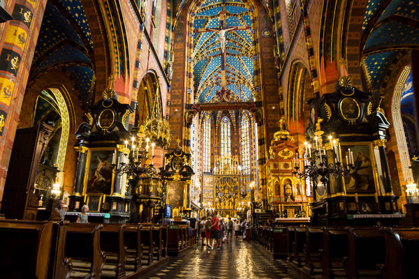 10 July 2017-Krakow, Poland - Old city center, Krakow Market Square, historic center, a city with ancient architecture
.