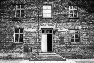 Auschwitz, Polonya - 11 Temmuz, 2017.Part, Auschwitz toplama kampında bir toplama kampı Auschwitz'de (Polonya) içinde Kışlası. Müze Auschwitz - Birkenau.