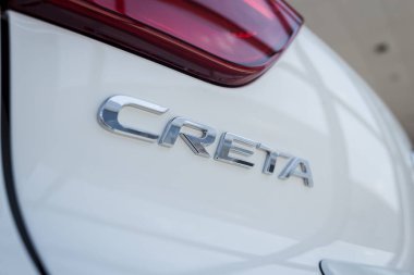 Vinnitsa, Ukrayna - logo marka Hyundai, Hyundai logo, Hyundai konsept otomobil, Hyundai Creta 01 Ağustos, 2017 - in