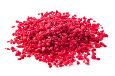 Çilek, donmuş. Makro, organik çilek donmuş, tatlı, tatlı Dondurulmuş çilek Çilek arka plan, arka plan çilek dan dondurulmuş beyaz zemin üzerine izole bir avuç