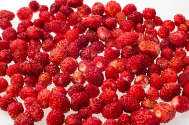 Çilek, donmuş. Makro, organik çilek donmuş, tatlı, tatlı Dondurulmuş çilek Çilek arka plan, arka plan çilek dan dondurulmuş beyaz zemin üzerine izole bir avuç