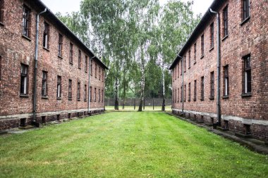 Auschwitz, Polonya - 11 Temmuz, 2017.Part, Auschwitz toplama kampında bir toplama kampı Auschwitz'de (Polonya) içinde Kışlası. Müze Auschwitz - Birkenau.
