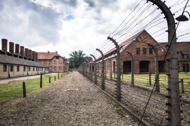 Auschwitz, Polonya - 11 Temmuz, 2017.Part, Auschwitz toplama kampında bir toplama kampı Auschwitz'de (Polonya) içinde Kışlası. Müze Auschwitz - Birkenau.