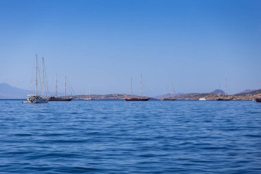 Bodrum, Türkiye - 14 Eylül 2017.Wonderful lüks yat Bodrum town yakınındaki mavi Bay