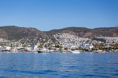 Bodrum, Türkiye - 14 Eylül 2017.Wonderful lüks yat Bodrum town yakınındaki mavi Bay