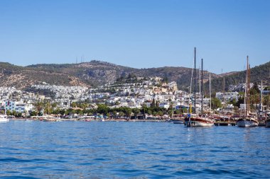 Bodrum, Türkiye - 14 Eylül 2017.Wonderful lüks yat Bodrum town yakınındaki mavi Bay