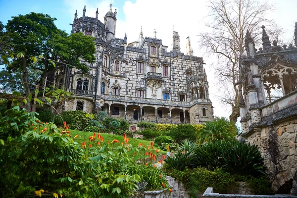 Головний Будинок Палацу Регалейра Відомий Quinta Regaleira Розташований Місті Сінтра — стокове фото