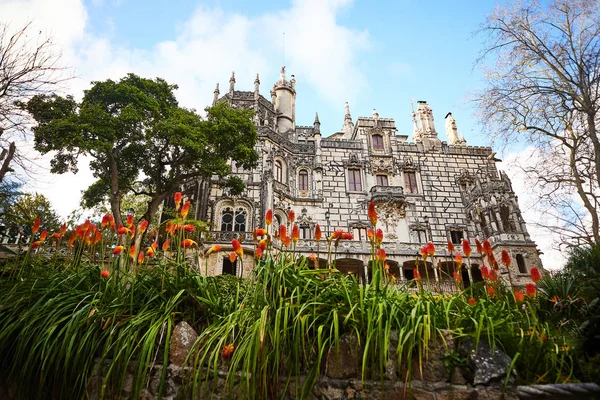 Головний Будинок Палацу Регалейра Відомий Quinta Regaleira Розташований Місті Сінтра — стокове фото