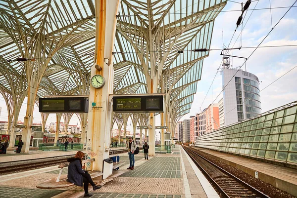 Lisboa Portugal Dezembro 2018 Arquitetura Moderna Estação Ferroviária Oriente Gare — Fotografia de Stock