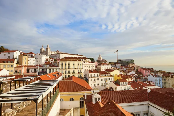 Lisboa Portugal Hermosa Vista Desde Miradouro Santa Luzia Los Tejados — Foto de Stock