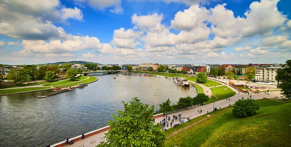 May 2019 Krakow Poland Panorama Krakow Downtown Visla River — стокове фото