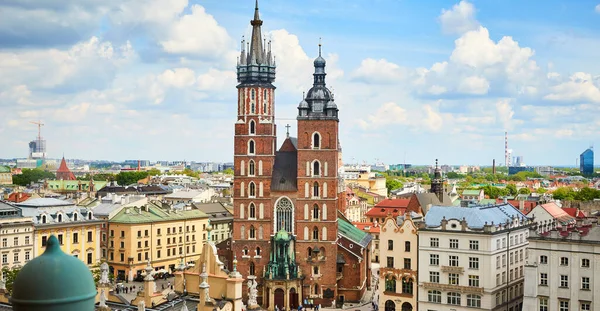 Krakow Polonia Mayo 2019 Vista Aérea Plaza Del Mercado Cracovia — Foto de Stock