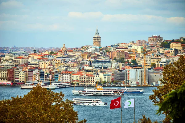 Türkiye Galata Kulesi Ile Stanbul Şehir Manzarası Beyoğlu Nda Antik — Stok fotoğraf