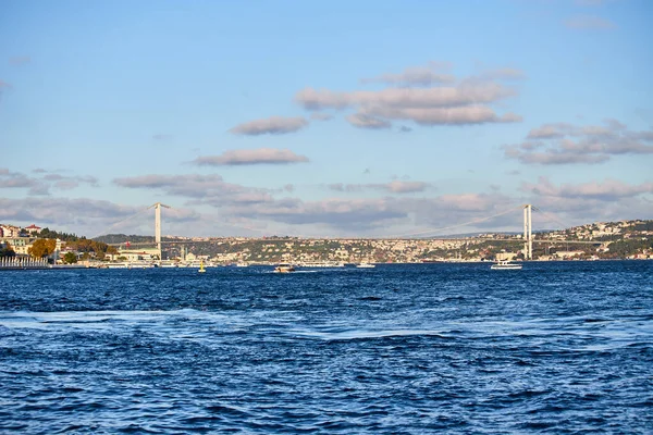 Bosphorus Bridge 15Th July Martyrs Bridge Istanbul Turkey Panoramic View — Stock Photo, Image
