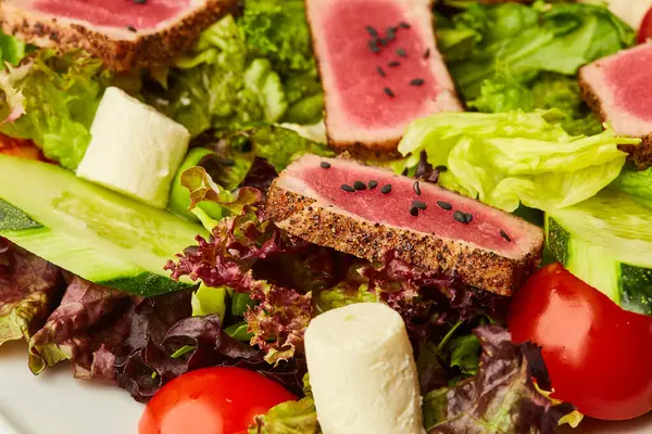 Insalata Verdure Con Tonno Fresco Cibo Giapponese — Foto Stock