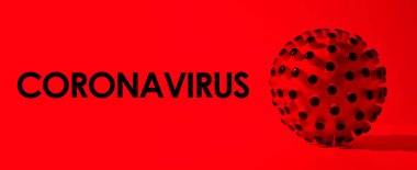 Kırmızı arkaplanda CORONAVIRUS yazılıydı. Dünya Sağlık Örgütü WHO Coronavirus için yeni bir resmi isim koydu 