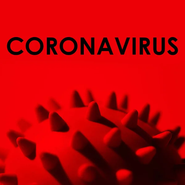 Inscription CORONAVIRUS on red background. World Health Organization WHO introduced new official name for coronavirus