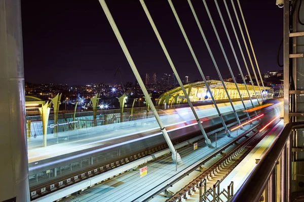 Stanbul Turkey Ekim 2019 Atatürk Metro Köprüsü Geceleri Altın Boynuz — Stok fotoğraf