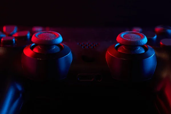 Controlador Jogo Joystick Videogame Gamepad Uma Mesa Fechar Estúdio Tiro — Fotografia de Stock