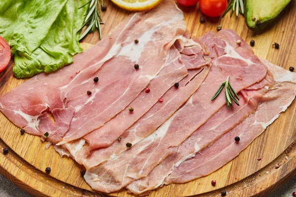 Italian Prosciutto Crudo Spanish Jamon Raw Ham Stone Cutting Board — Stock Photo, Image