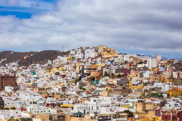 Bulutlu bir günde Santa Ana Katedrali 'nden Las Palmas de Gran Canaria' ya bakın, Kanarya Adaları, İspanya