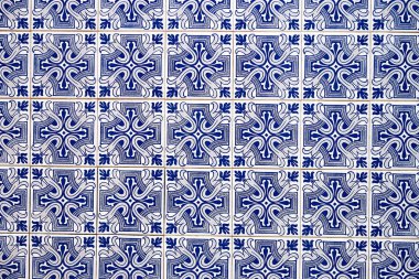 Azulejos - Portekiz fayansları mavi suluboya deseni. Geleneksel kabile süsü