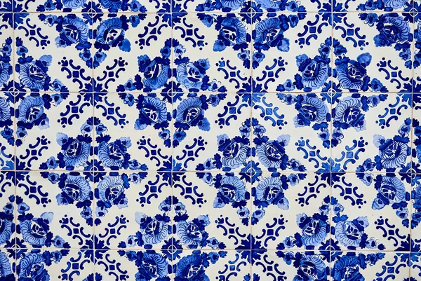 Azulejos Portekiz Fayansları Mavi Suluboya Deseni Geleneksel Kabile Süsü — Stok fotoğraf