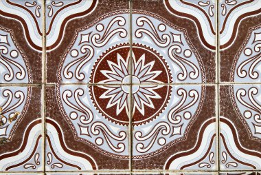 Geleneksel süslemeli Portekiz dekoratif renkli fayanslar azulejos. Soyut arkaplan. Türkçe biçiminde pürüzsüz renkli yama.