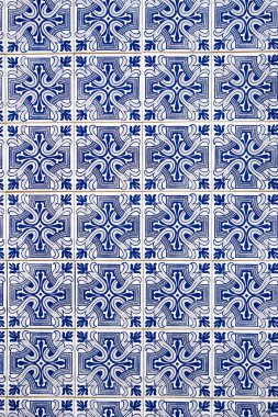 Azulejos - Portekiz fayansları mavi suluboya deseni. Geleneksel kabile süsü