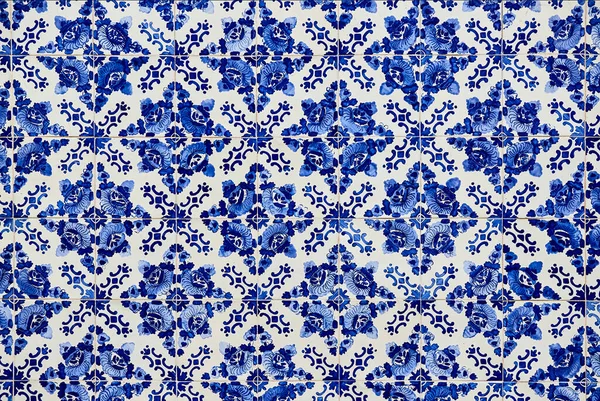 Azulejos Portekiz Fayansları Mavi Suluboya Deseni Geleneksel Kabile Süsü — Stok fotoğraf