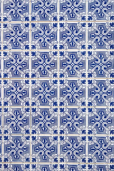 Azulejos Portuguese Tiles Blue Watercolor Pattern Traditional Tribal Ornament — Stock Photo, Image