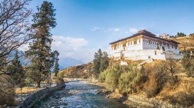  nehir ile geleneksel bhutan Sarayı, Rinpung Dzong: Paro, Bhutan