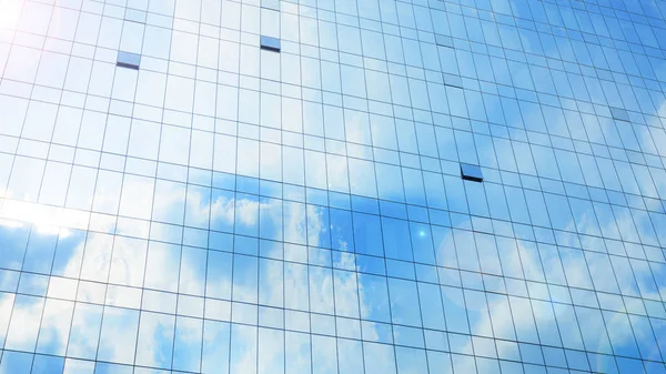 Skycrper fasada budynku architektury i chmury na szklana ściana osłonowa (na tle) — Zdjęcie stockowe