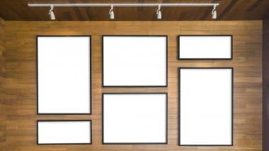 Boş beyaz ahşap duvar siyah çerçeve