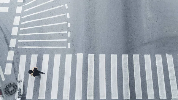 街の通りの歩行者交差点の平面図 — ストック写真