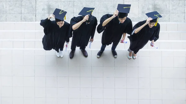 Top aerial view of people students  in the feeling of happy and — Stock Photo, Image