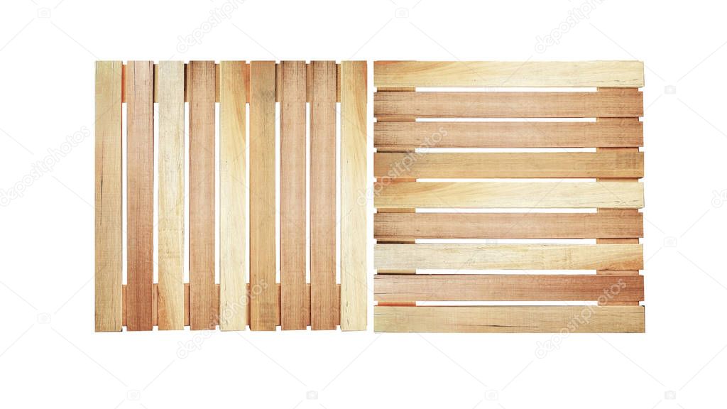 wood pallet on white background in top view