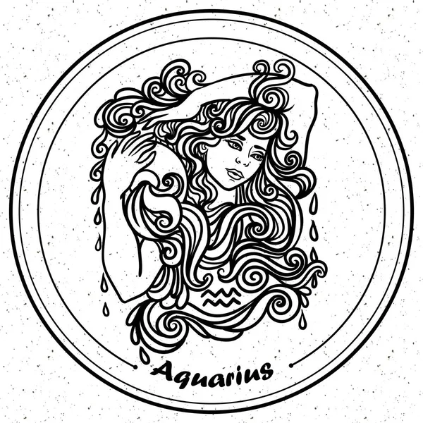 Rincian Aquarius Dalam Aztec Filigree Line Art Zentangle Gaya Paisley - Stok Vektor