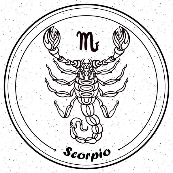 Scorpio Terperinci Dalam Gaya Zentangle Garis Filigree Aztek Tato Halaman - Stok Vektor