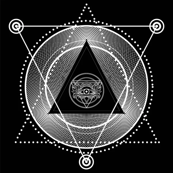 Blackwork tattoo Eye of Providence. — Stock Vector