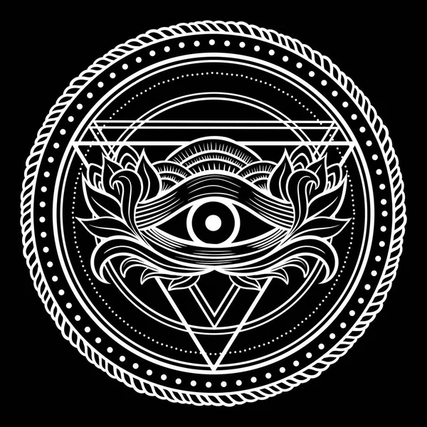 Tatuagem Blackwork Eye of Providence . —  Vetores de Stock