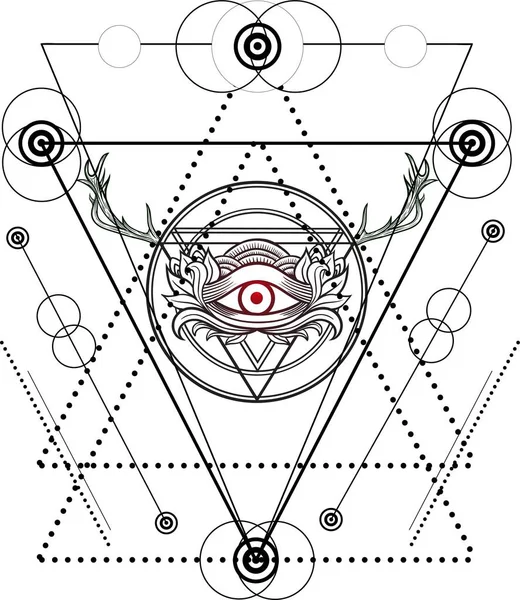 Blackwork tattoo Eye of Providence. — Stock Vector