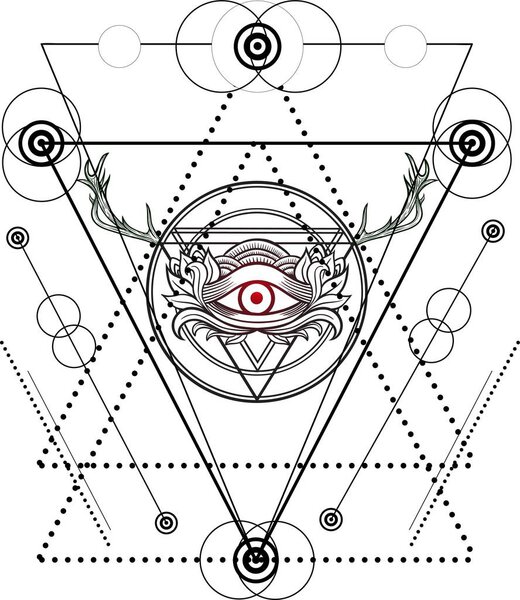Blackwork tattoo Eye of Providence.