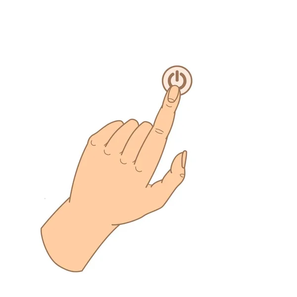 线条艺术绘图手用食指按下一个可以想象的按钮，素描手，食指，指指。大纲矢量 — 图库矢量图片