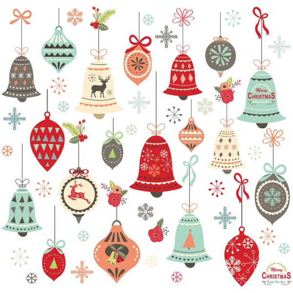 Vintage Navidad Bell Design Elementos — Vector de stock