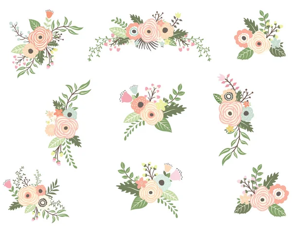 Éléments de bouquet floral — Image vectorielle