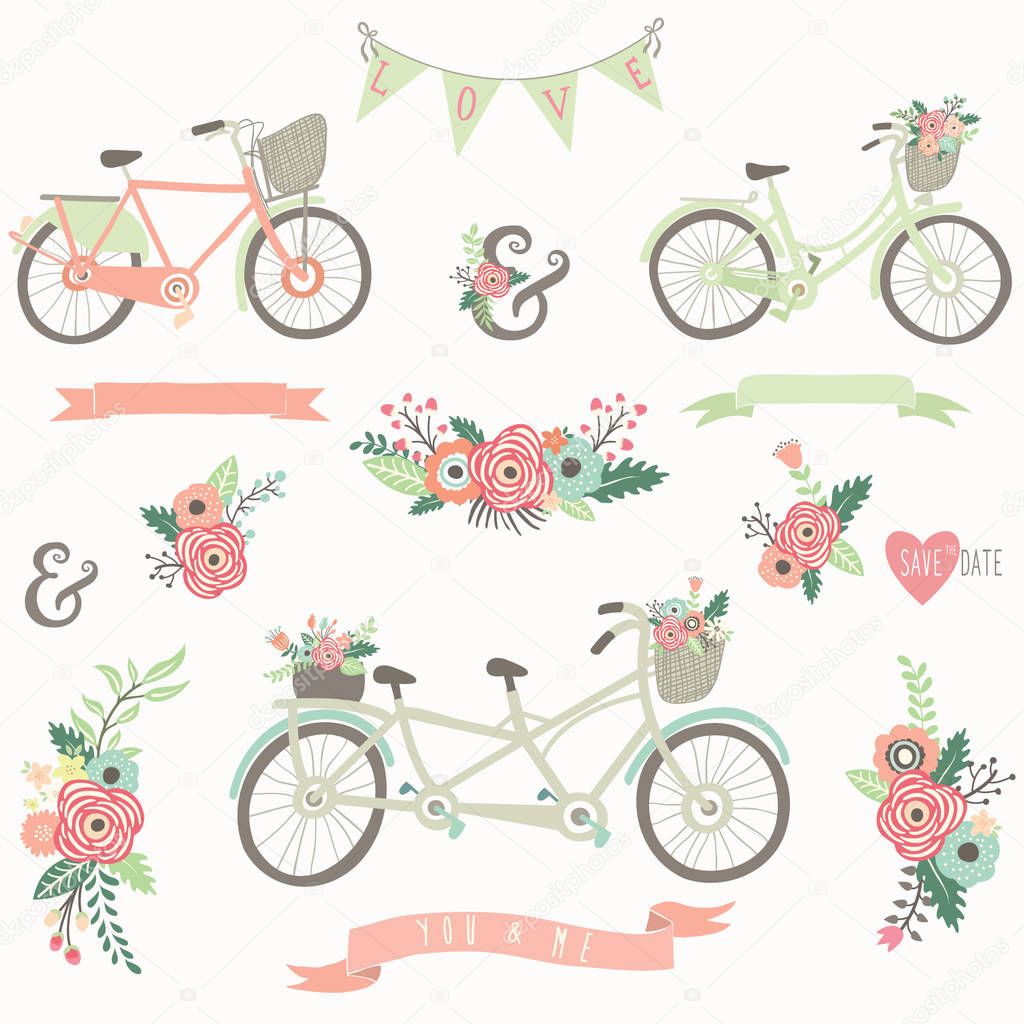 Hand Drawn Floral Bike