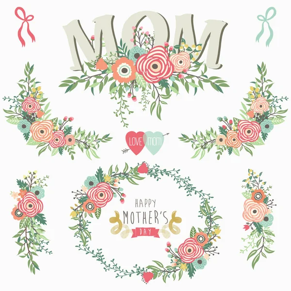 Квіткові Елементи Дня матері — стоковий вектор