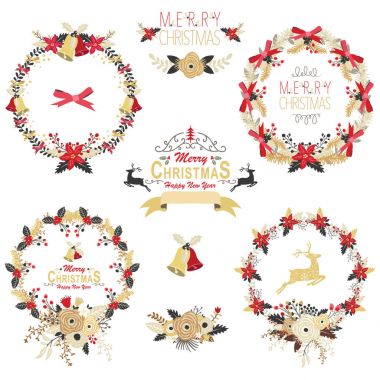 Altın Noel çelenk koleksiyonları